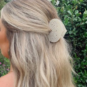 Azie Heart Hair Clip Pearl