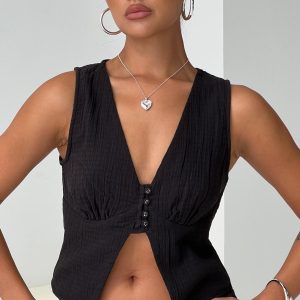Momo Vest Top Black