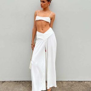 Mathea Plisse Pants Ivory