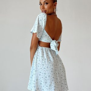 Summer Nights Mini Dress Blue Floral