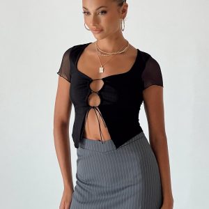 Jarden Mini Skirt Grey Pinstripe