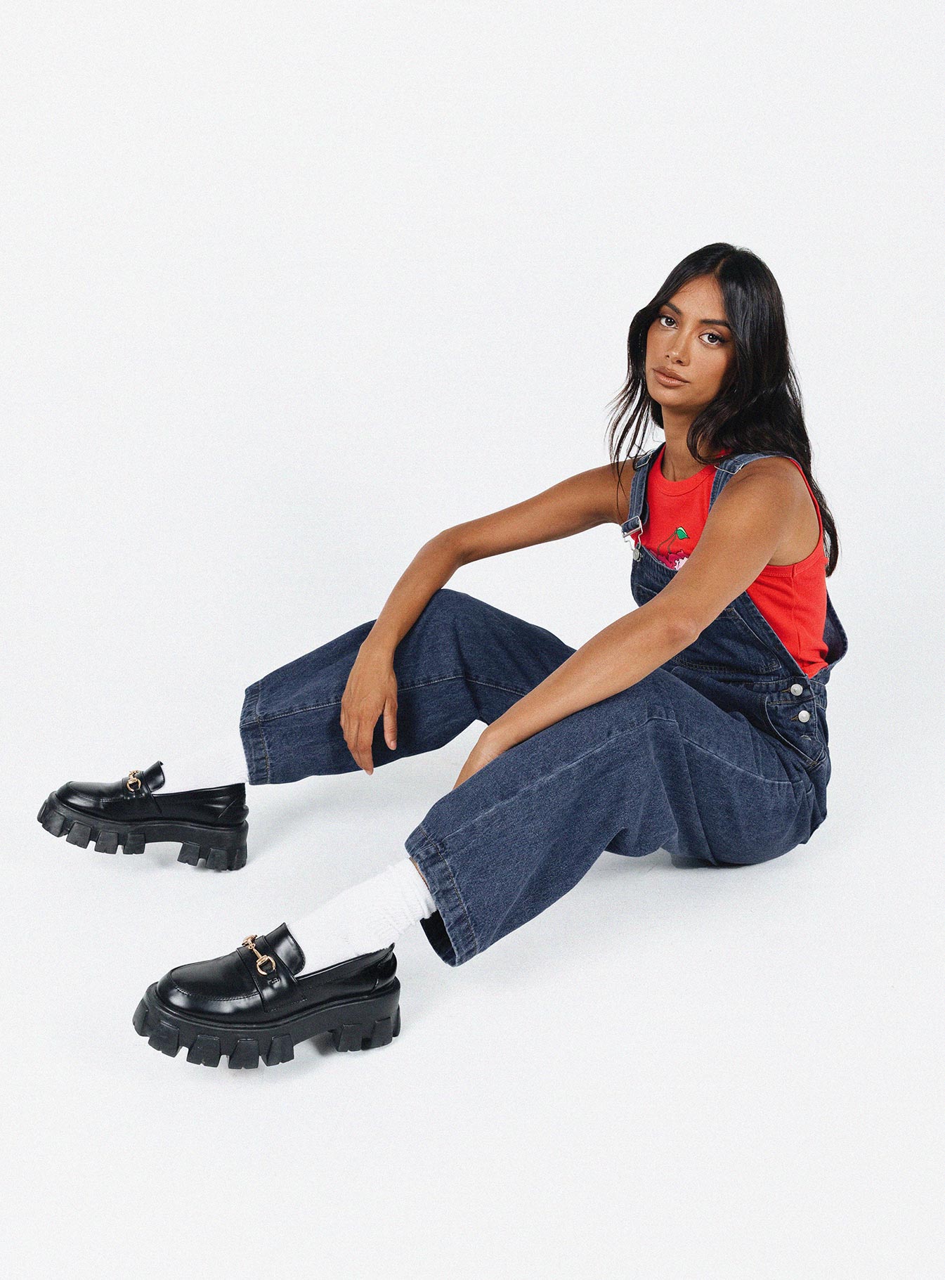 Kacey Long Overalls Mid Blue - Image 2