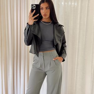 Redfern Faux Leather Jacket Black