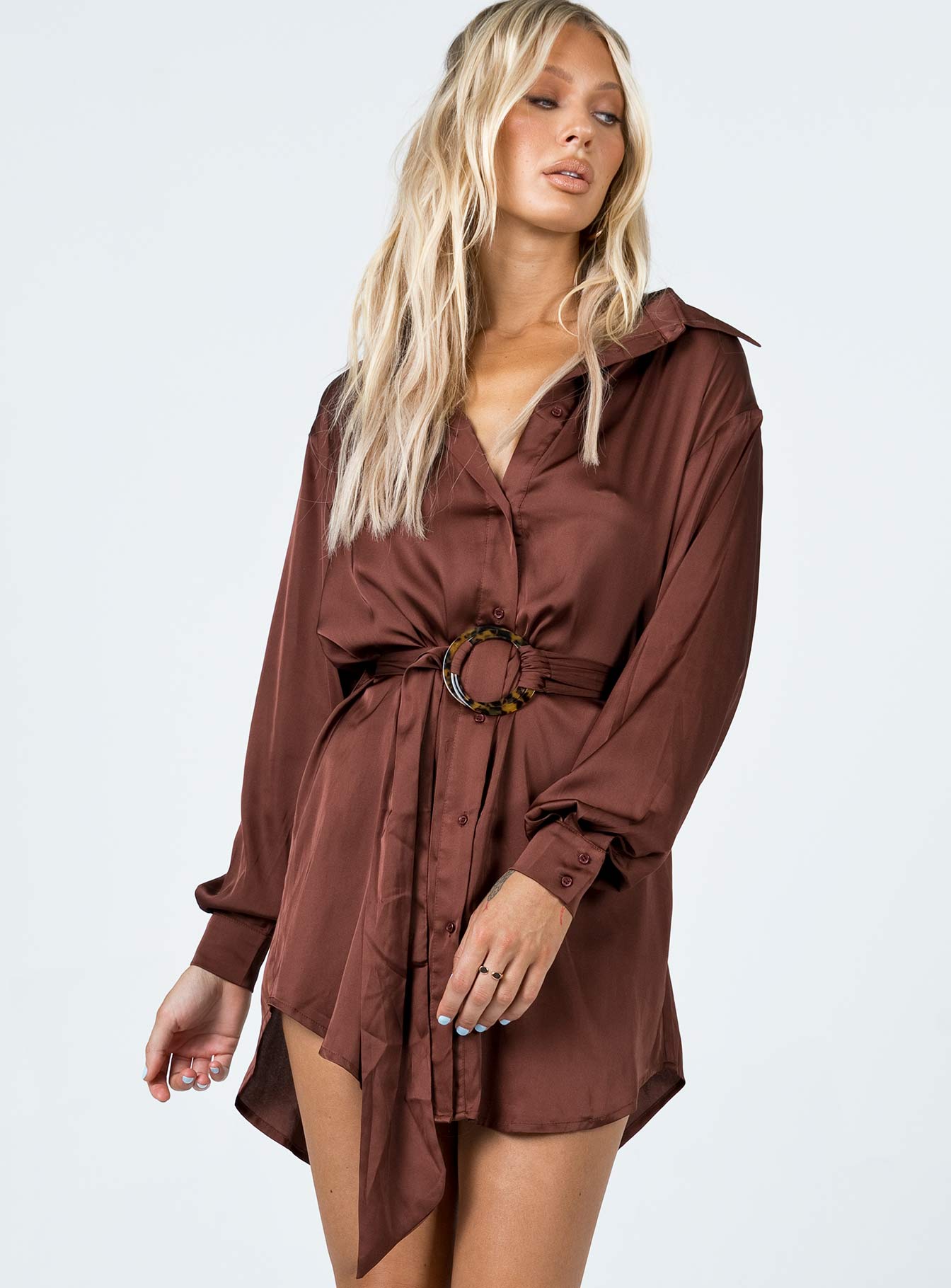 Leighton Mini Dress Brown - Image 2