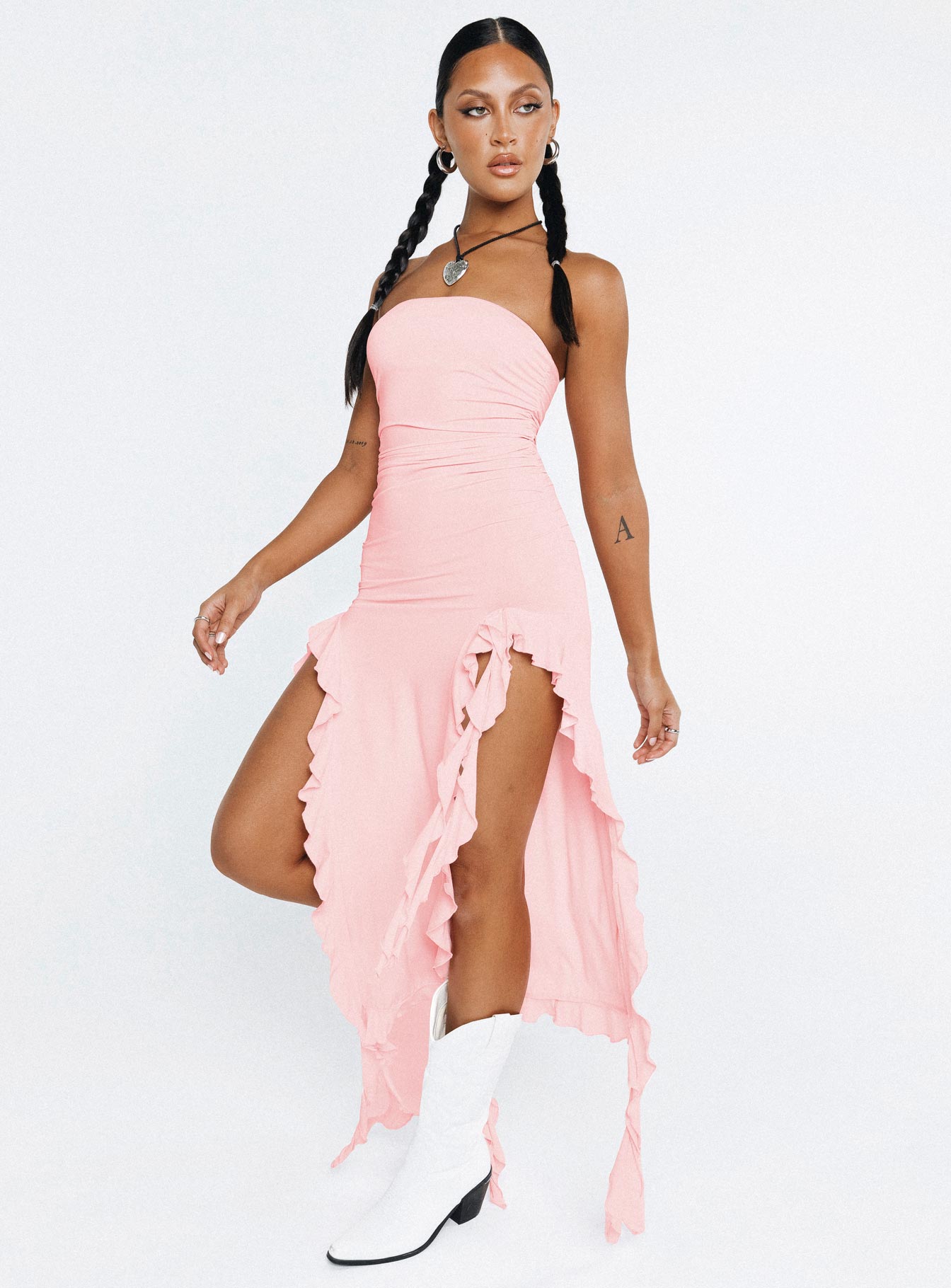 Rendezvous Strapless Midi Dress Blush - Image 8
