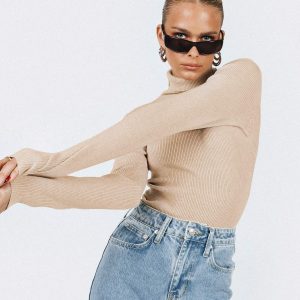 Nouri Long Sleeve Top Beige