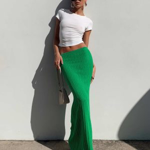 Belle Knit Maxi Skirt Apple Green