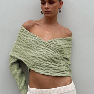 Tamas Wrap Front Sweater Sage