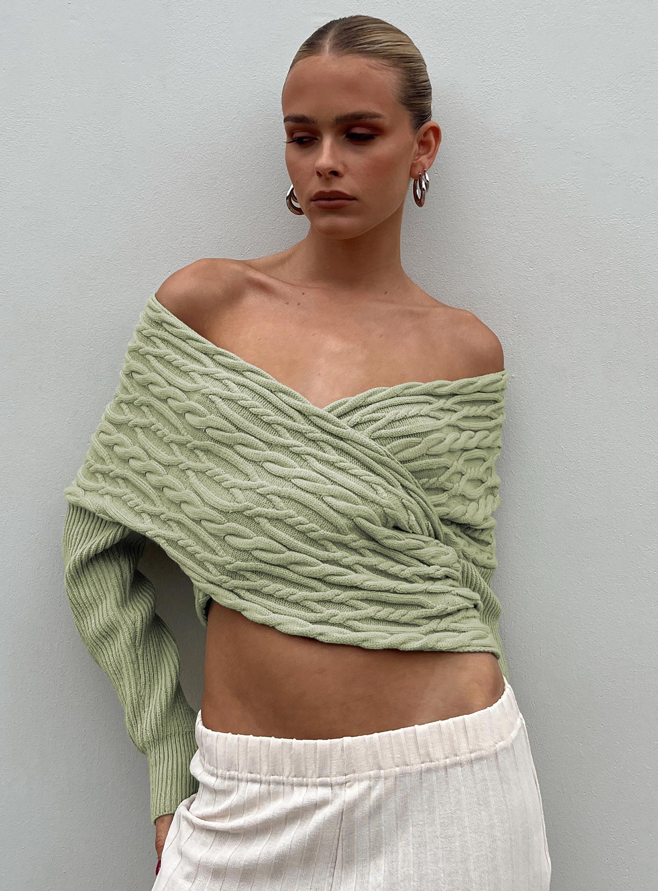Tamas Wrap Front Sweater Sage