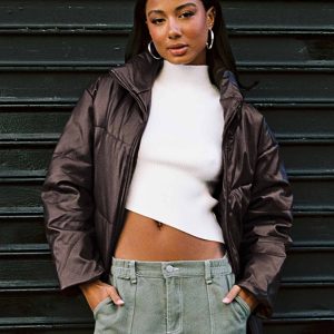 Thyne Quilted Puffer Jacket Brown