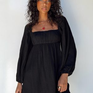 Let's Dance Mini Long Sleeve Dress Black