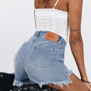 Kalynda Denim Shorts Mid Wash Blue