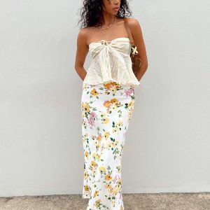 Thyme Maxi Skirt White Floral