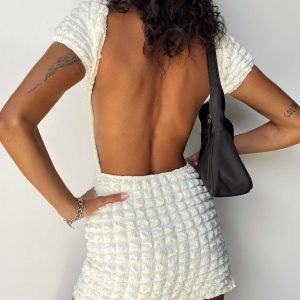 Tahlee Backless Mini Dress Cream