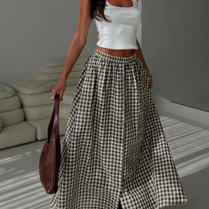 Cartmel Check Maxi Skirt Black / Cream