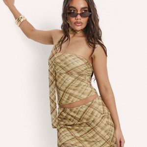 Bradee Scarf Detail Set Yellow Check