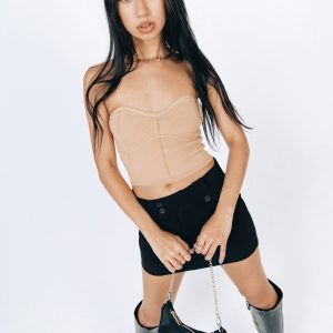 Tatum Strapless Top Beige