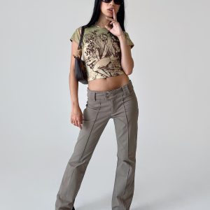 Bass Drop Mid Rise Bootleg Pant Khaki
