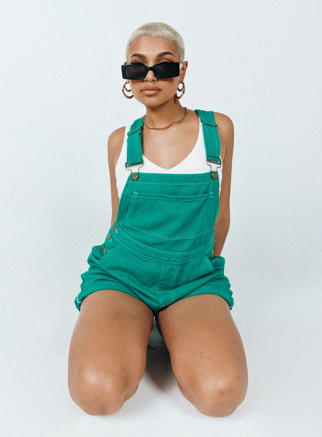 Kacey Short Overalls Denim Green