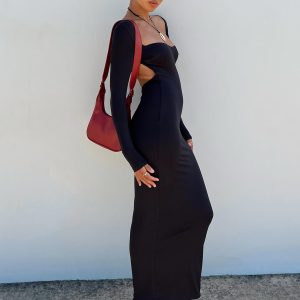 Dorado Long Sleeve Midi Dress Black