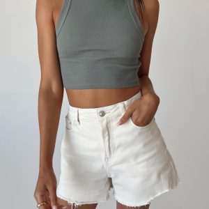 Elena Denim Shorts Cream