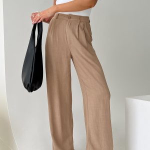 Brenda Linen Blend Pants Beige