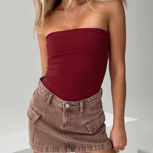 Niner Strapless Bodysuit Burgundy Petite
