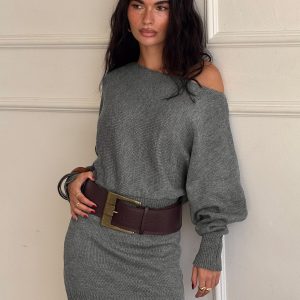 Bellamie Long Sleeve Mini Dress Grey