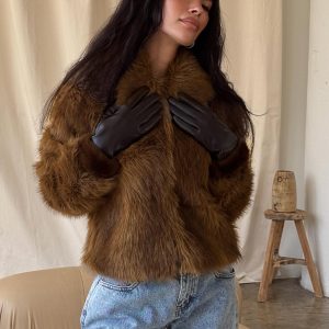 Dawnn Faux Fur Jacket Brown
