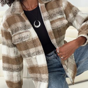 Kreppel Plaid Shacket Brown