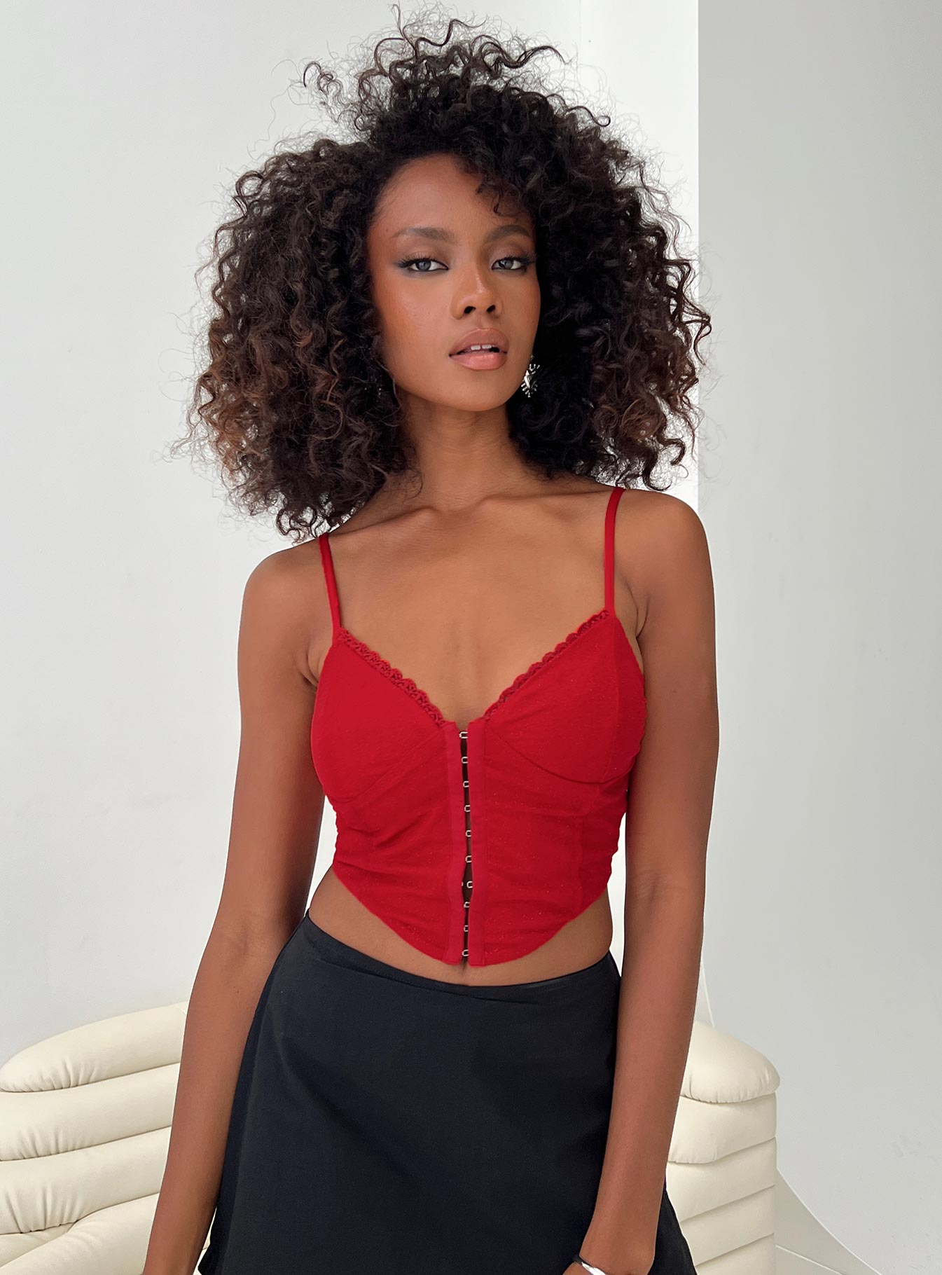 Palisade Corset Top Red Glitter