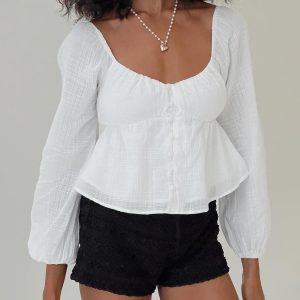 Maxime Long Sleeve Top White