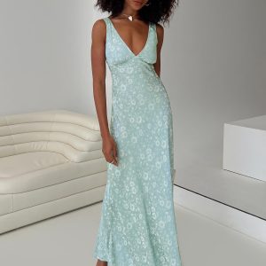 Nell Jacquard Maxi Dress Blue