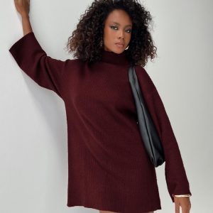 Sonelle Knit Mini Dress Burgundy