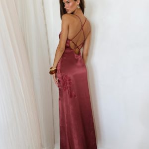 Catch You Up Beaded Maxi Dress Red