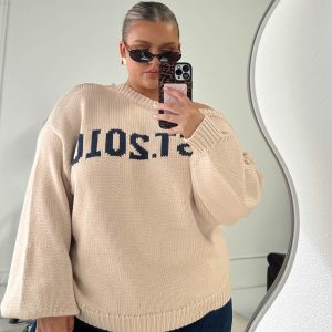 Jadynn Off Shoulder Knit Sweater Cream Curve