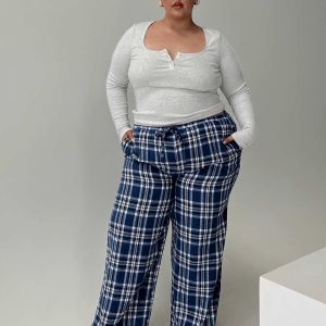 In The Morning Sleep Pant Blue Check Curve