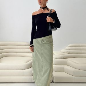 Mcguane Denim Midi Skirt Green