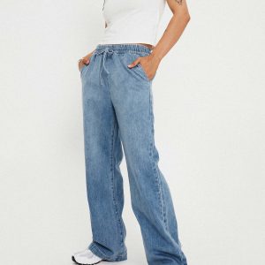 Maves Denim Drawstring Pants Mid Wash