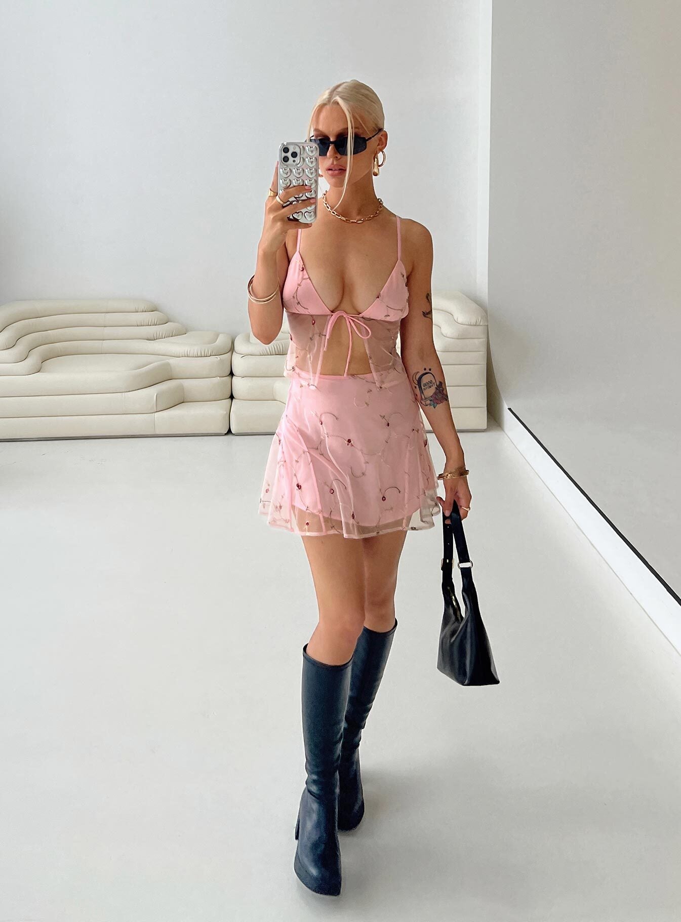 Rosen Mini Skirt Pink Floral - Image 7