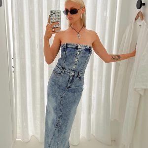 Kasim Denim Maxi Dress Blue