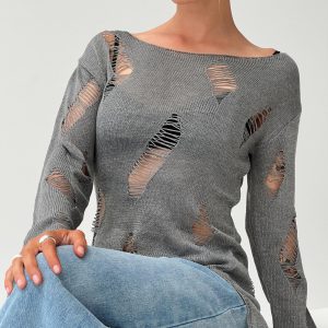 Ermina Distressed Sweater Grey