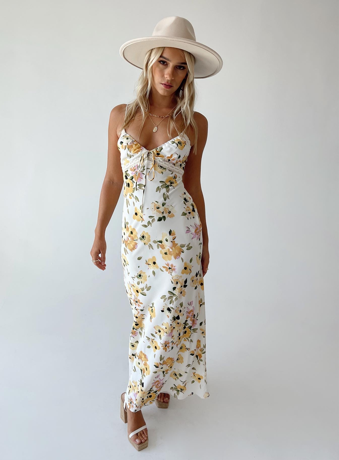 Emily Maxi Dress White / Yellow Floral - Image 6