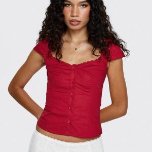 Transcendence Button Up Top Red