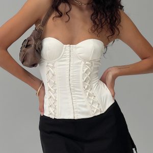 Odella Strapless Corset Top Cream