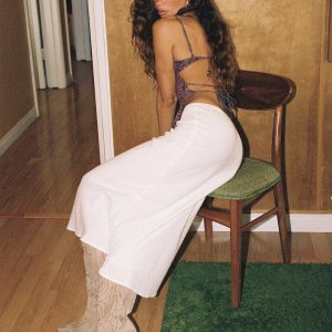 Ermias Linen Blend Midi Skirt White