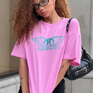 Aerosmith Oversized Tee Pink