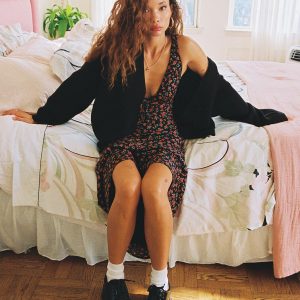 Bareena Bias Cut Maxi Dress Black / Red Floral