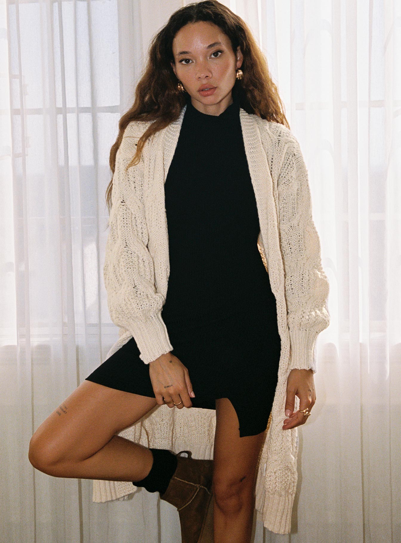 Bryer Longline Cardigan Cream - Image 6