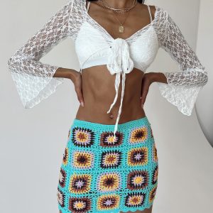Barbados Crotchet Mini Skirt Blue